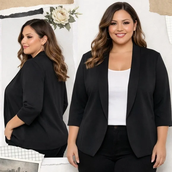 Love Scarlett Black Open Front Blazer Jacket Size 2X NWT - Picture 7 of 12